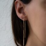 925 Silver Pave Bar Threader Earrings - Image 7