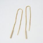 925 Silver Pave Bar Threader Earrings - Image 5