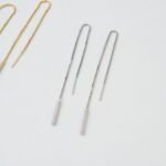 925 Silver Pave Bar Threader Earrings - Image 3