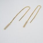 925 Silver Pave Bar Threader Earrings - Image 2
