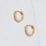 925 Silver Pave Set Huggies Earrings - Image 3
