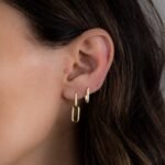 925 Silver Square Huggies Earring - Image 8
