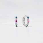 925 Silver Rainbow Studded Huggies - Image 3