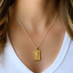 925 Silver Rectangle Rose Medallion Necklace - Image 6