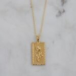 925 Silver Rectangle Rose Medallion Necklace - Image 4