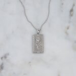 925 Silver Rectangle Rose Medallion Necklace - Image 2