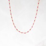 925 Silver Red-Orange Enamel Beaded Necklace - Image 7