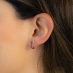 925 Silver Ruby Huggies Earring - Image 3