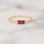 925 Silver Ruby Simple Baguette Ring - Image 5