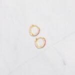 925 Silver Ruby Stripe Huggies Earrings - Image 4