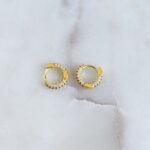 925 Silver Ruby Stripe Huggies Earrings - Image 2