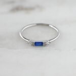 925 Silver Sapphire Baguette Ring - Image 3
