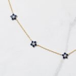925 Silver Sapphire Flower Necklace - Image 4