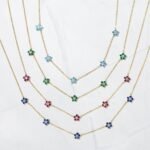 925 Silver Sapphire Flower Necklace - Image 2