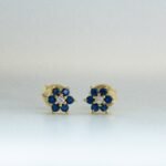 925 Silver Sapphire Flower Stud Earring - Image 3