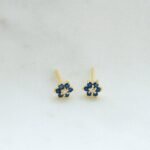 925 Silver Sapphire Flower Stud Earring - Image 4