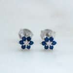 925 Silver Sapphire Flower Stud Earring - Image 2