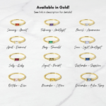925 Silver Simple Baguette Birthstone Rings - Image 2