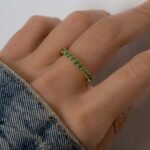 925 Silver Slanted Emerald Baguette Eternity Band - Image 6