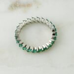 925 Silver Slanted Emerald Baguette Eternity Band - Image 3