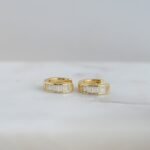 925 Silver Small Baguette Huggies Earring - Image 5