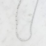 925 Silver Tennis and Paperclip Necklace - Image 4