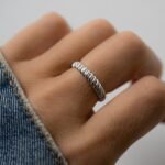 925 Silver Textured Stacking Ring - Image 2