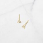 925 Silver Tiny Three Stone Studs Earrings - Image 7