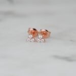 925 Silver Tiny Three Stone Studs Earrings - Image 3