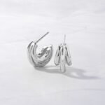 925 Silver Triple Hoops Earrings - Image 7