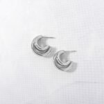 925 Silver Triple Hoops Earrings - Image 2