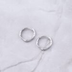 925 Silver Twisted Mini Hoop Earrings - Image 3