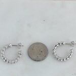925 Silver Twisted Small Hoop Earrings - Image 2