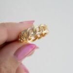 925 Silver White Enamel Chain Ring - Image 6