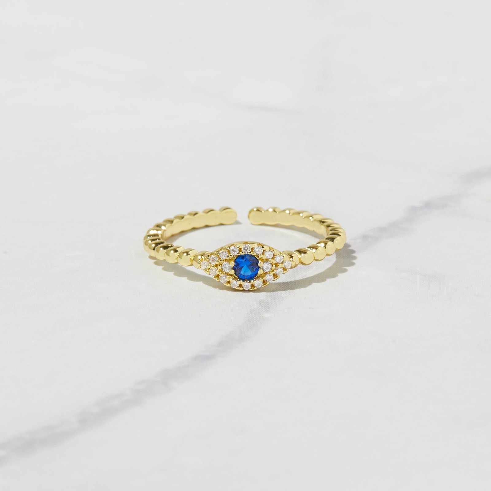 adjustable-evil-eye-ring.jpg 925 Silver Evil Eye Ring - Image 1