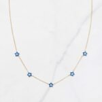 925 Silver Aqua Flower Necklace