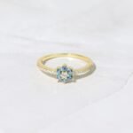 925 Silver Aquamarine Flower Ring