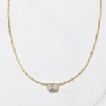 925 Silver Baguette Bezel Statement Necklace