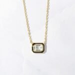 925 Silver Black Enamel Baguette Necklace