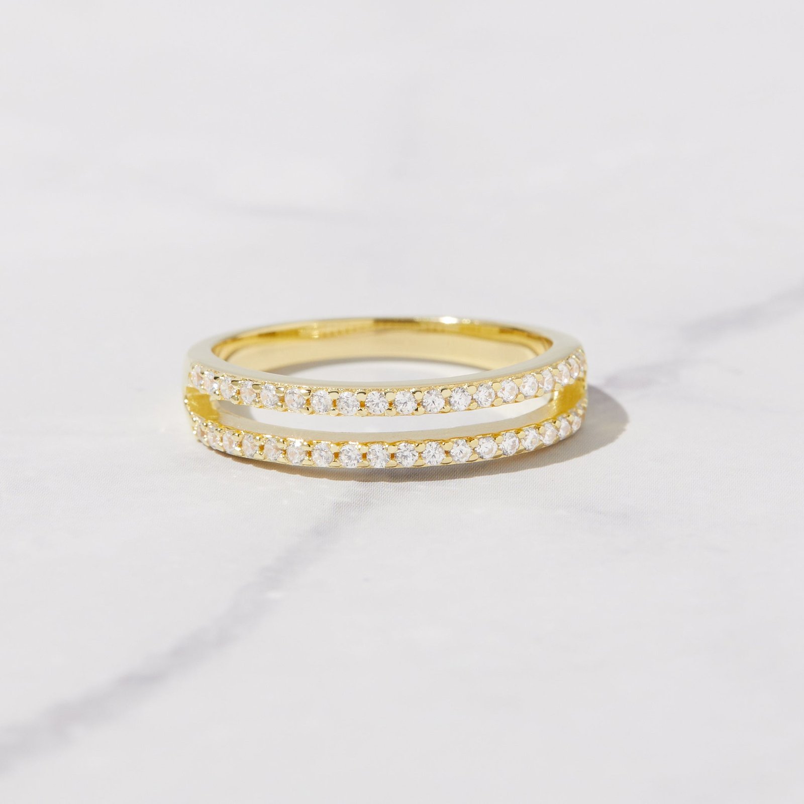 cz-double-band-ring.jpg 925 Silver Double Band Ring - Image 1