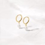 925 Silver Pearl Charm Hoops