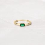925 Silver Emerald Baguette Ring