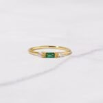 925 Silver Emerald Baguette Ring