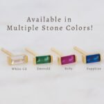 925 Silver Emerald Baguette Stud Earrings