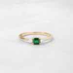925 Silver Emerald Cushion Ring