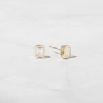 925 Silver Emerald Cut Stud Earrings