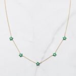 925 Silver Emerald Flower Necklace