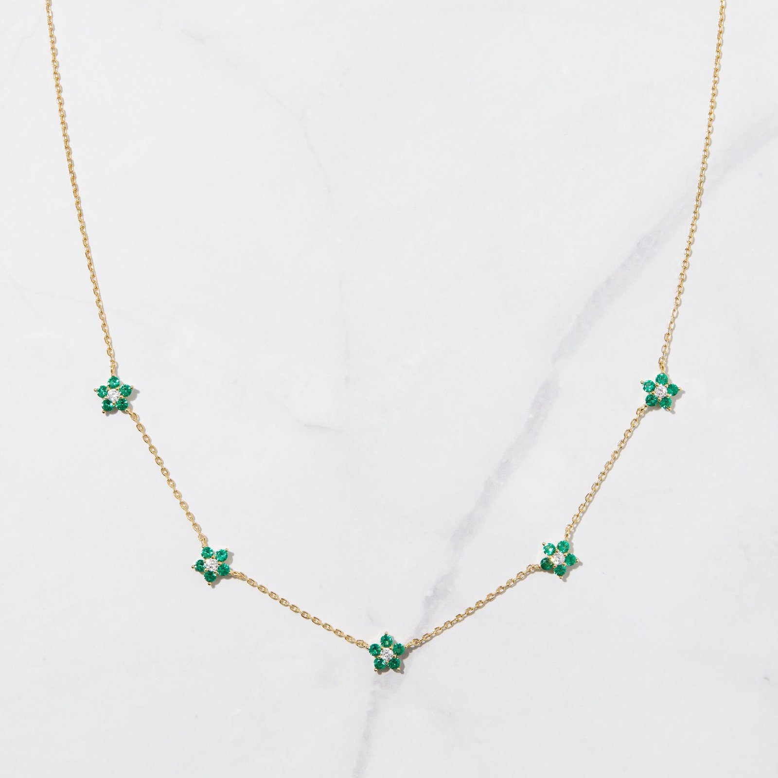 emerald-flower-necklace-scaled-1.jpg 925 Silver Emerald Flower Necklace - Image 1