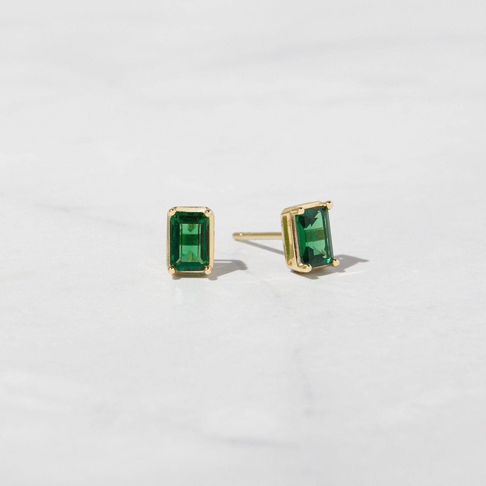 emerald-studs.jpg 925 Silver Emerald Studs Earrings - Image 1