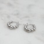 925 Silver Graduated Beaded Hoop Earrings